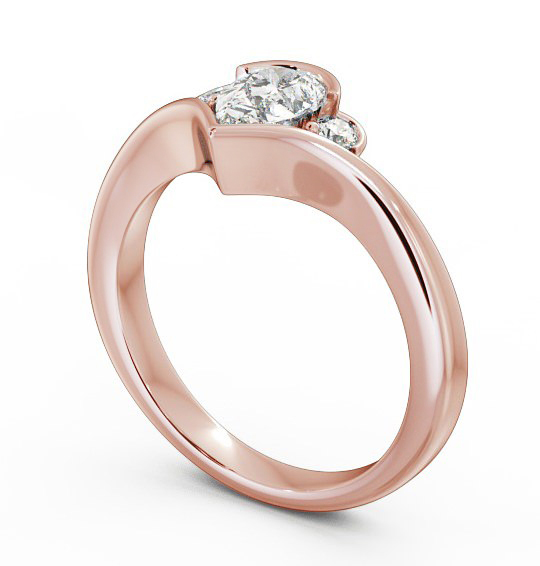 Pear Diamond V Shaped Band Engagement Ring 18K Rose Gold Solitaire with Channel Set Side Stones ENPE6_RG_THUMB1 