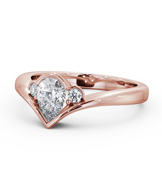  Pear Diamond Engagement Ring 9K Rose Gold Solitaire With Side Stones - Lorena ENPE6_RG_THUMB2 
