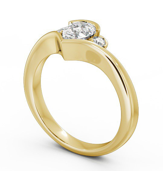 Pear Diamond Engagement Ring 9K Yellow Gold Solitaire With Side Stones - Lorena ENPE6_YG_THUMB1