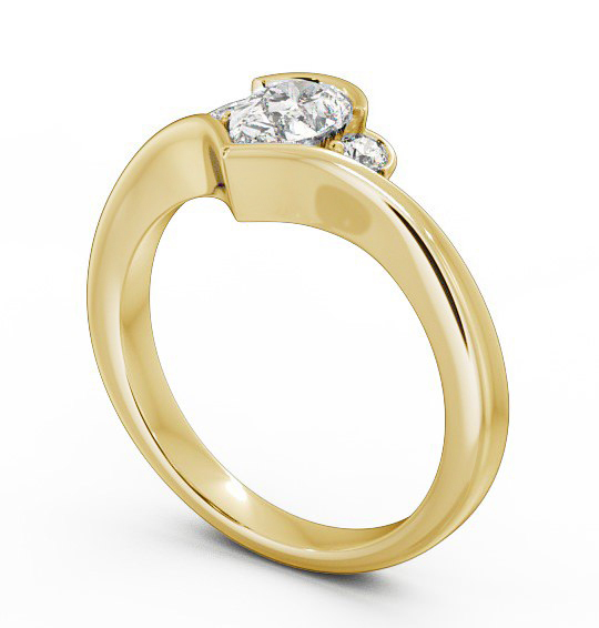 Pear Diamond V Shaped Band Engagement Ring 18K Yellow Gold Solitaire with Channel Set Side Stones ENPE6_YG_THUMB1 