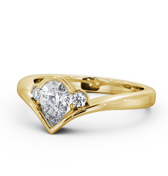  Pear Diamond Engagement Ring 18K Yellow Gold Solitaire With Side Stones - Lorena ENPE6_YG_THUMB2 