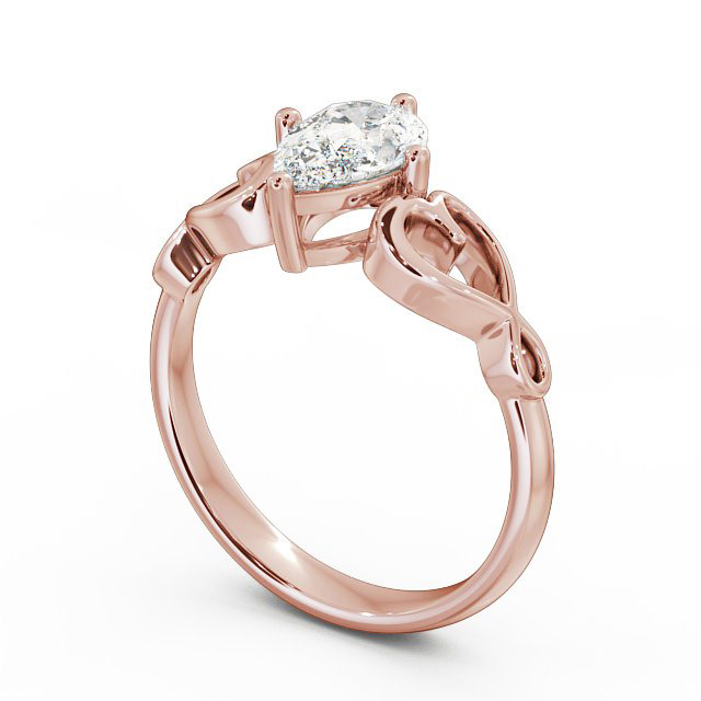 Pear Diamond Engagement Ring 18K Rose Gold Solitaire - Mia ENPE7_RG_SIDE