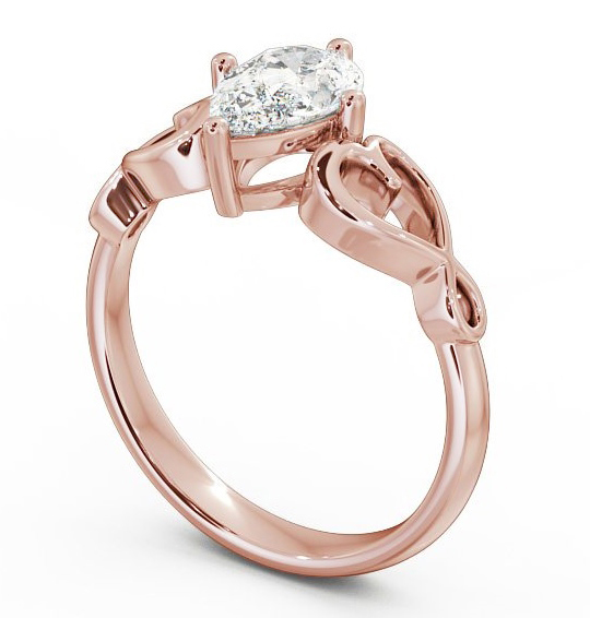 Pear Diamond with Heart Band Engagement Ring 18K Rose Gold Solitaire ENPE7_RG_THUMB1.jpg