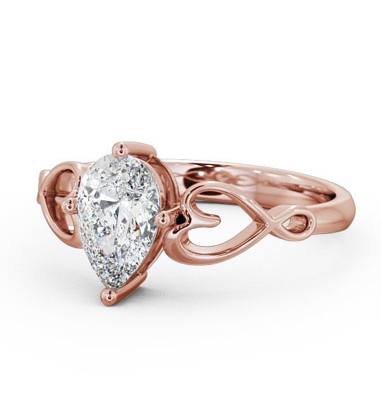 Pear Diamond with Heart Band Engagement Ring 18K Rose Gold Solitaire ENPE7_RG_THUMB2 