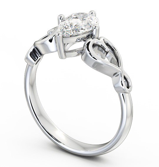 Pear Diamond with Heart Band Engagement Ring 18K White Gold Solitaire ENPE7_WG_THUMB1