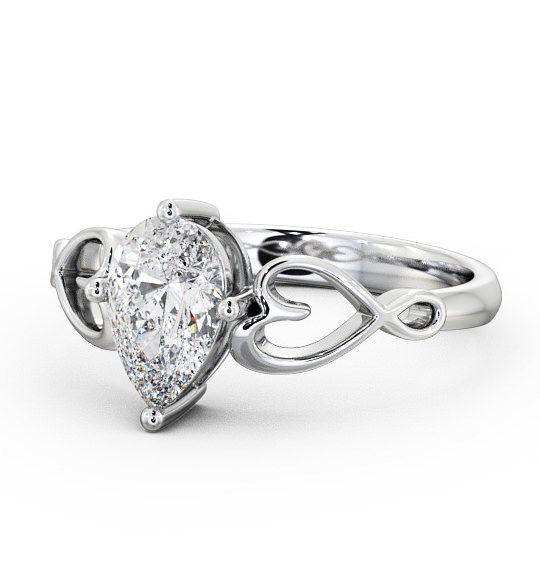  Pear Diamond Engagement Ring 9K White Gold Solitaire - Mia ENPE7_WG_THUMB2 