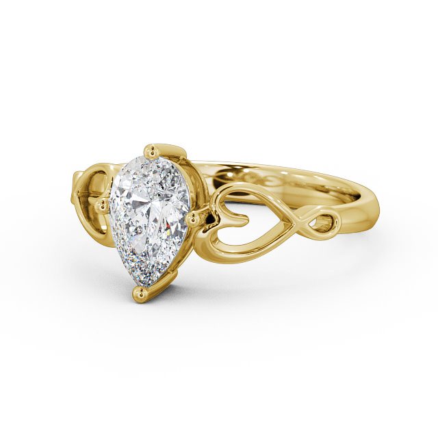 Pear Diamond Engagement Ring 9K Yellow Gold Solitaire - Mia ENPE7_YG_FLAT
