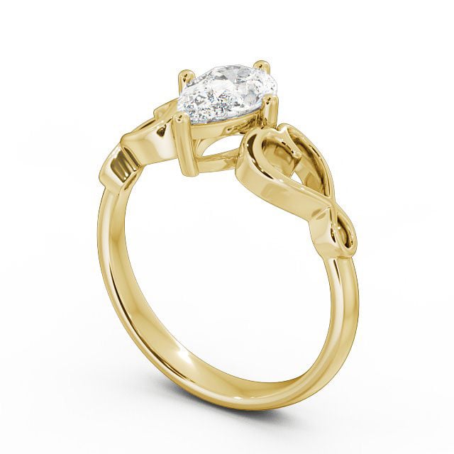 Pear Diamond Engagement Ring 9K Yellow Gold Solitaire - Mia ENPE7_YG_SIDE