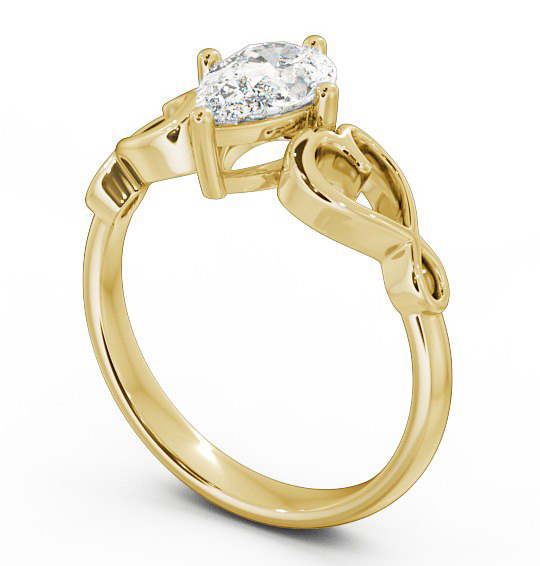Pear Diamond with Heart Band Engagement Ring 18K Yellow Gold Solitaire ENPE7_YG_THUMB1