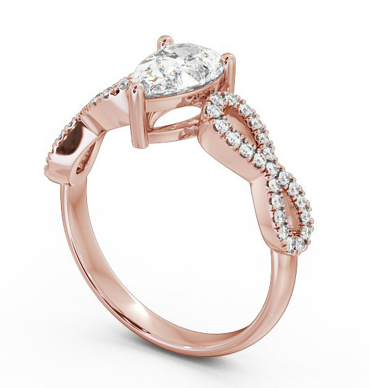 Pear Diamond Engagement Ring 18K Rose Gold Solitaire With Side Stones - Jolita ENPE8_RG_THUMB1