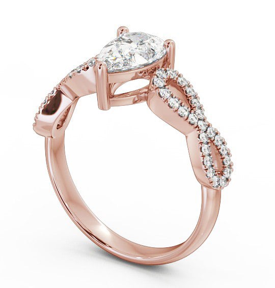 Pear Diamond Infinity Style Band Engagement Ring 9K Rose Gold Solitaire with Channel Set Side Stones ENPE8_RG_THUMB1 