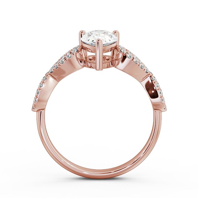 Pear Diamond Engagement Ring 9K Rose Gold Solitaire With Side Stones - Jolita ENPE8_RG_UP