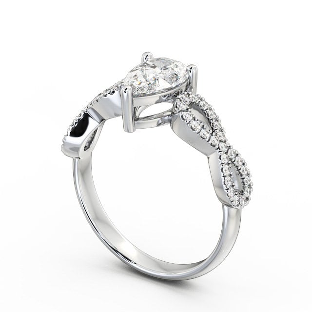 Pear Diamond Engagement Ring Palladium Solitaire With Side Stones - Jolita ENPE8_WG_SIDE