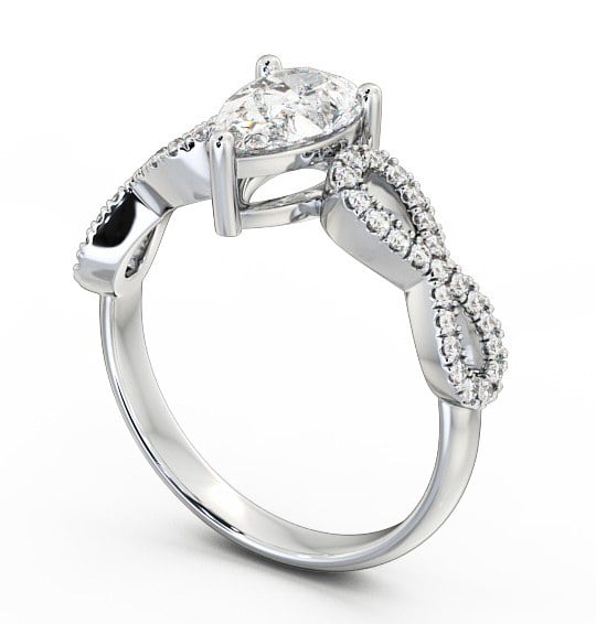  Pear Diamond Engagement Ring 9K White Gold Solitaire With Side Stones - Jolita ENPE8_WG_THUMB1 