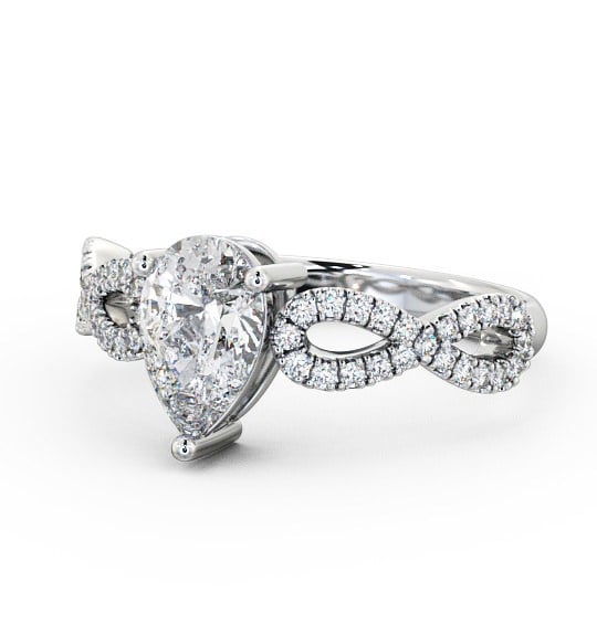  Pear Diamond Engagement Ring Platinum Solitaire With Side Stones - Jolita ENPE8_WG_THUMB2 