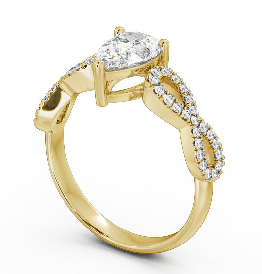  Pear Diamond Engagement Ring 9K Yellow Gold Solitaire With Side Stones - Jolita ENPE8_YG_THUMB1 