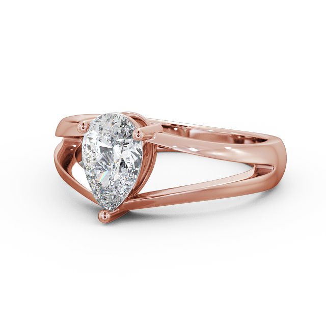 Pear Diamond Engagement Ring 9K Rose Gold Solitaire - Lyon ENPE9_RG_FLAT