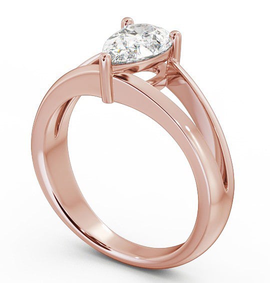Pear Diamond Split Band Engagement Ring 9K Rose Gold Solitaire ENPE9_RG_THUMB1 