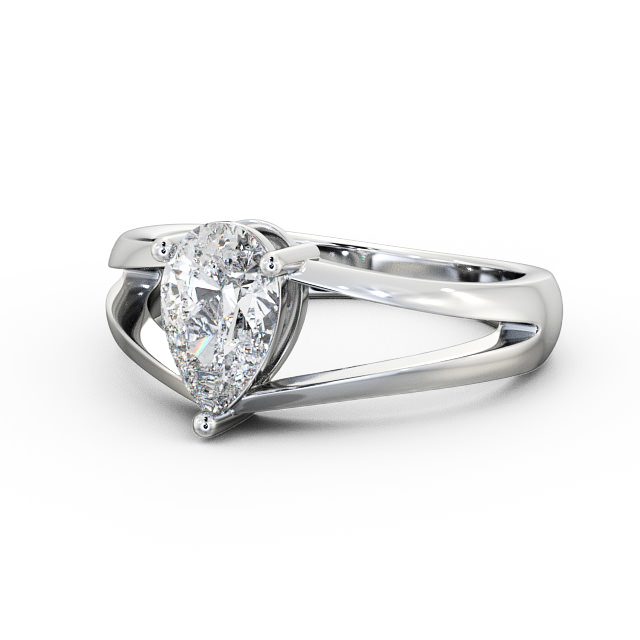 Pear Diamond Engagement Ring Platinum Solitaire - Lyon ENPE9_WG_FLAT