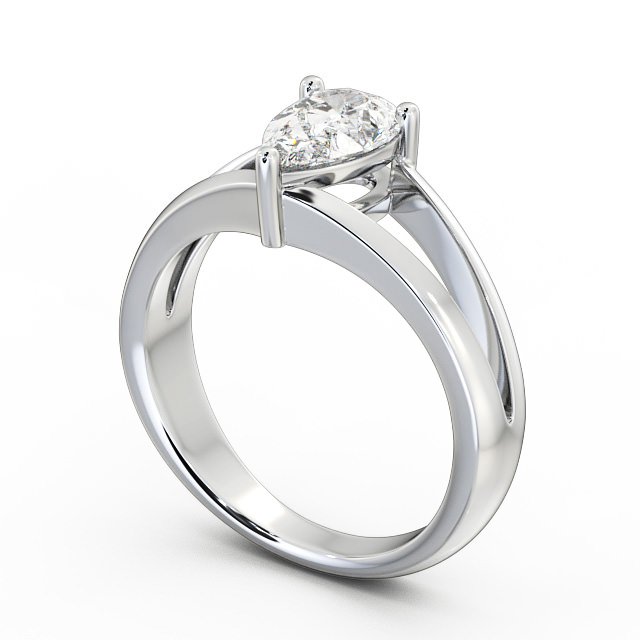 Pear Diamond Engagement Ring 18K White Gold Solitaire - Lyon ENPE9_WG_SIDE