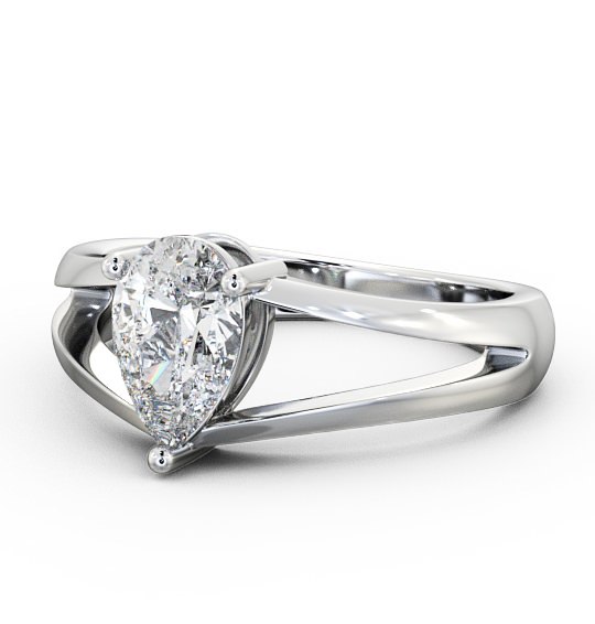 Pear Diamond Split Band Engagement Ring Palladium Solitaire ENPE9_WG_THUMB2 