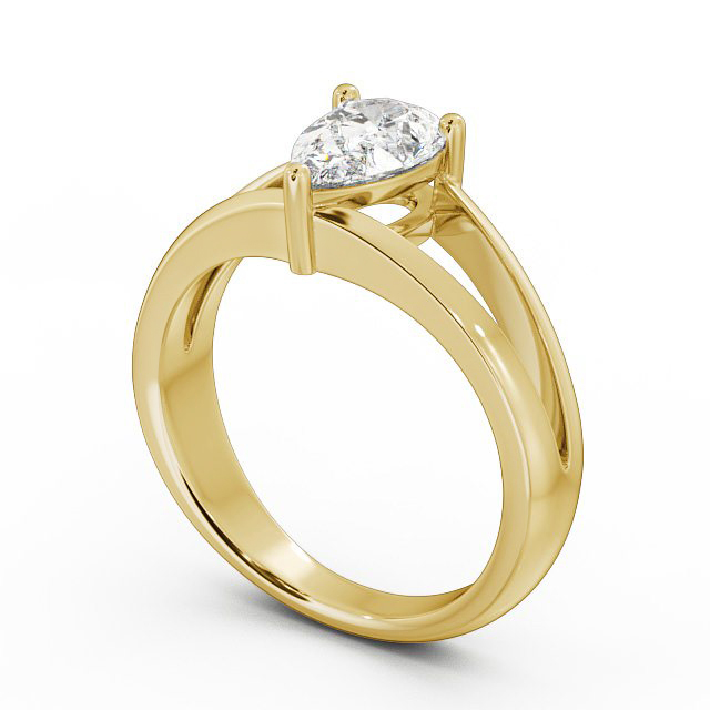 Pear Diamond Engagement Ring 9K Yellow Gold Solitaire - Lyon ENPE9_YG_SIDE