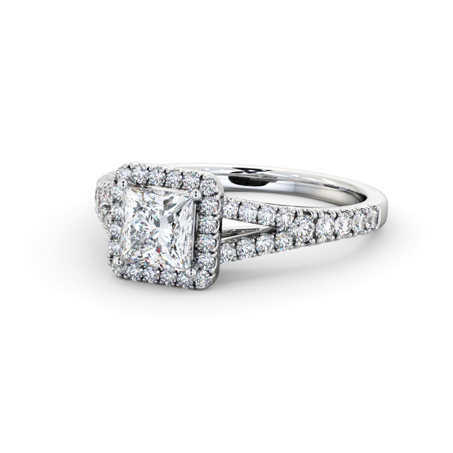 Halo Princess Diamond Engagement Ring Platinum - Palacios ENPR100_WG_FLAT