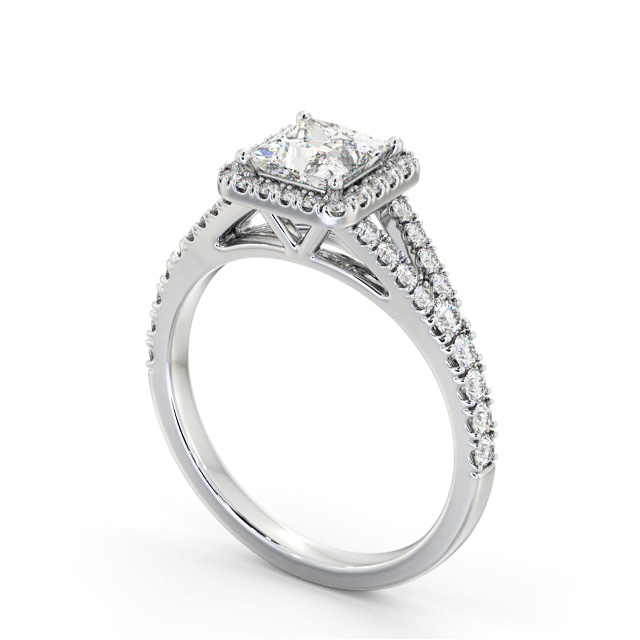 Halo Princess Diamond Engagement Ring 9K White Gold - Palacios ENPR100_WG_SIDE