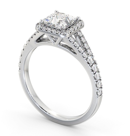 Halo Princess Diamond Engagement Ring Platinum - Palacios ENPR100_WG_THUMB1