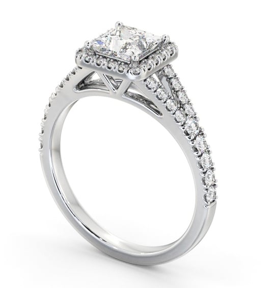 Halo Princess Diamond Split Band Engagement Ring Platinum ENPR100_WG_THUMB1