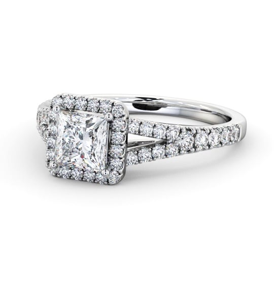 Halo Princess Diamond Split Band Engagement Ring 18K White Gold ENPR100_WG_THUMB2 