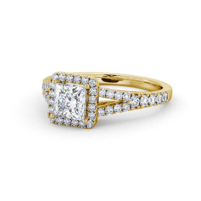 Halo Princess Diamond Engagement Ring 9K Yellow Gold - Palacios ENPR100_YG_FLAT