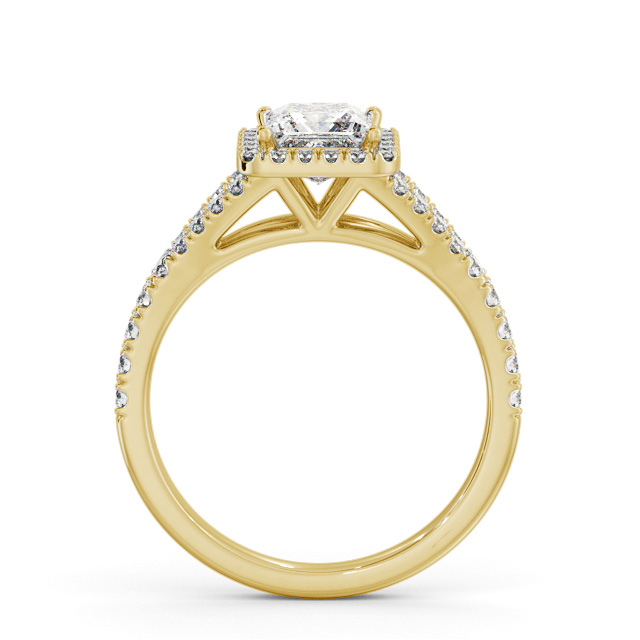 Halo Princess Diamond Engagement Ring 9K Yellow Gold - Palacios ENPR100_YG_UP