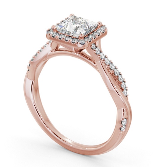 Halo Princess Diamond Crossover Band Engagement Ring 18K Rose Gold ENPR101_RG_THUMB1