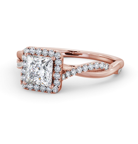 Halo Princess Diamond Crossover Band Engagement Ring 9K Rose Gold ENPR101_RG_THUMB2 