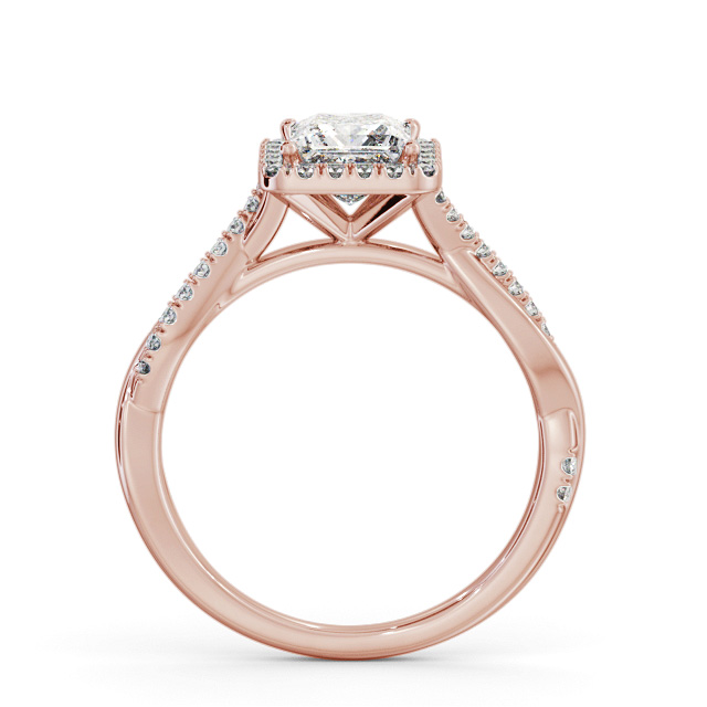 Halo Princess Diamond Engagement Ring 9K Rose Gold - Ferm ENPR101_RG_UP