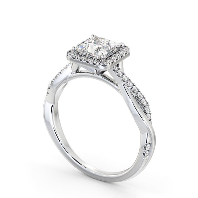 Halo Princess Diamond Engagement Ring 9K White Gold - Ferm ENPR101_WG_SIDE