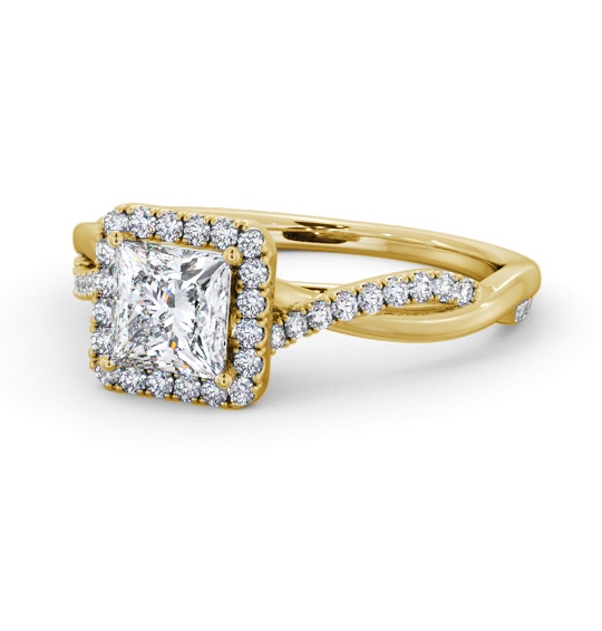 Halo Princess Diamond Crossover Band Engagement Ring 9K Yellow Gold ENPR101_YG_THUMB2 