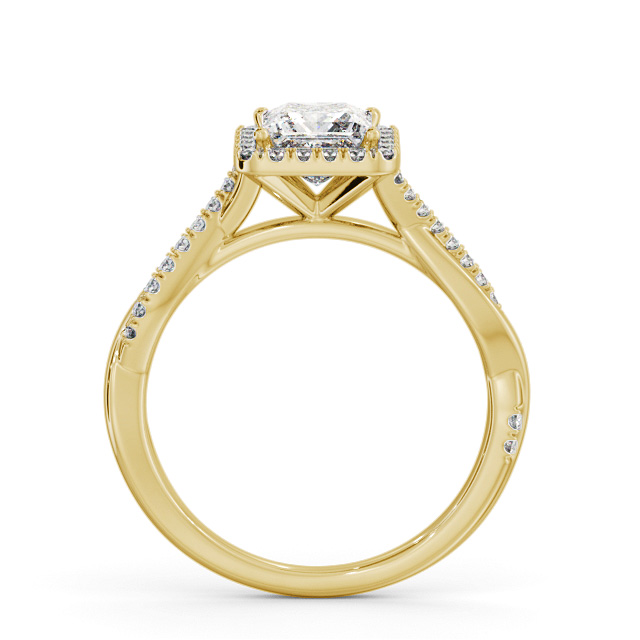 Halo Princess Diamond Engagement Ring 9K Yellow Gold - Ferm ENPR101_YG_UP