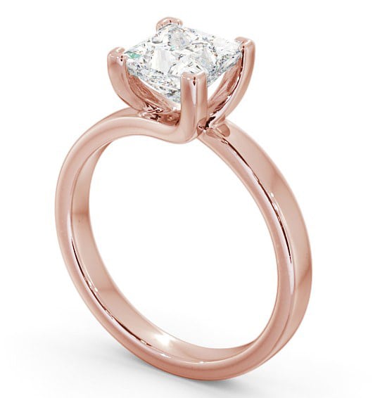Princess Diamond Sweeping Band Engagement Ring 9K Rose Gold Solitaire ENPR10_RG_THUMB1