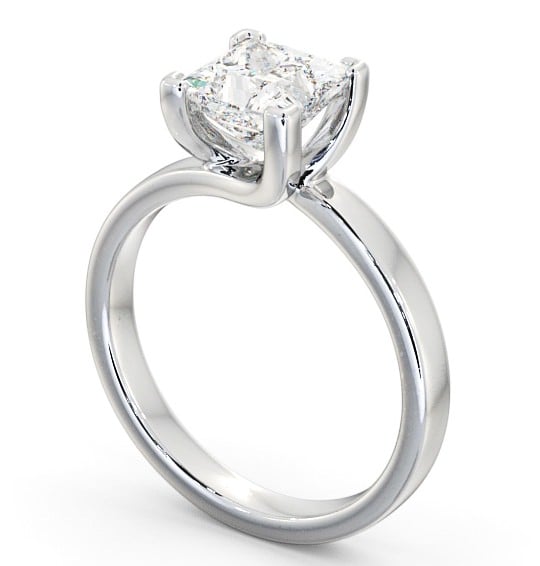 Princess Diamond Sweeping Band Engagement Ring 9K White Gold Solitaire ENPR10_WG_THUMB1