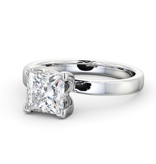 Princess Diamond Sweeping Band Engagement Ring 18K White Gold Solitaire ENPR10_WG_THUMB2 