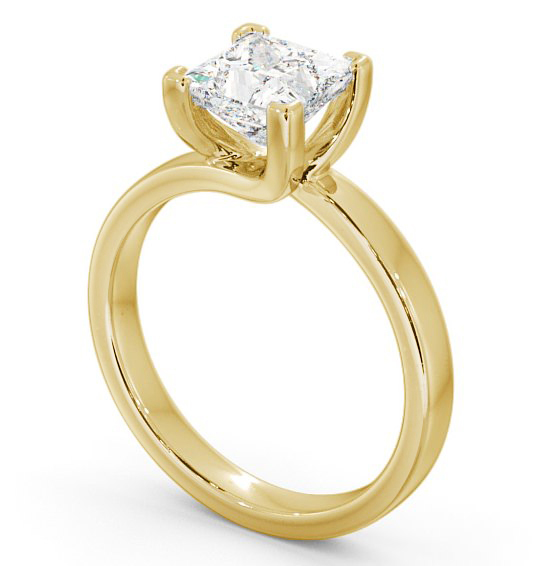 Princess Diamond Sweeping Band Engagement Ring 9K Yellow Gold Solitaire ENPR10_YG_THUMB1