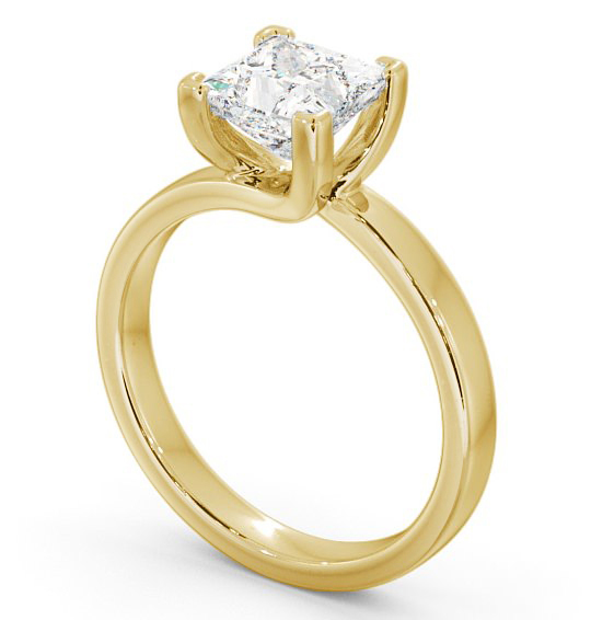 Princess Diamond Sweeping Band Engagement Ring 18K Yellow Gold Solitaire ENPR10_YG_THUMB1 