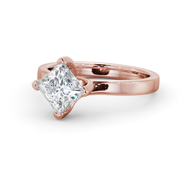 Princess Diamond Engagement Ring 18K Rose Gold Solitaire - Semley ENPR11_RG_FLAT