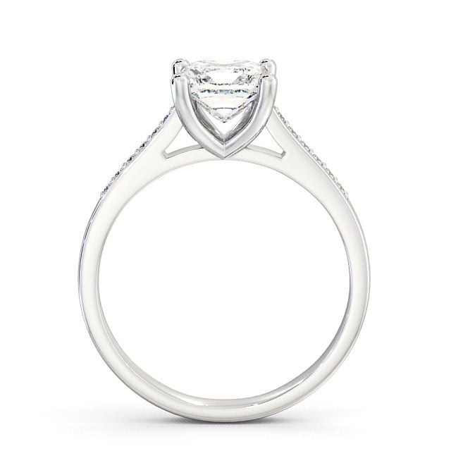 Princess Diamond Engagement Ring Platinum Solitaire With Side Stones - Brinsley ENPR14S_WG_UP