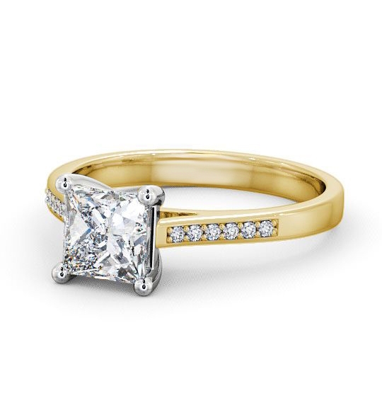 Brinsley Princess Diamond Engagement Ring Side Stones Cathedral Setting ENPR14S_YWG_THUMB2 