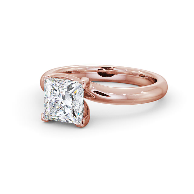 Princess Diamond Engagement Ring 9K Rose Gold Solitaire - Ryal ENPR16_RG_FLAT