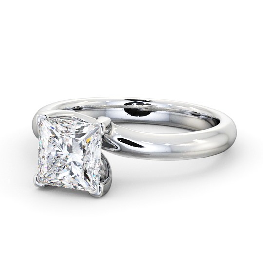 Princess Diamond Twisted Head Engagement Ring 18K White Gold Solitaire ENPR16_WG_THUMB2 