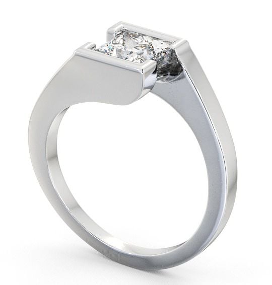 Princess Diamond Open Bezel Engagement Ring 18K White Gold Solitaire ENPR17_WG_THUMB1 